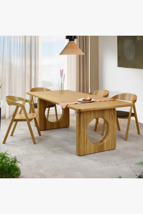 Jídelní stôl dub 220 x 95 cm a 4 dubové kreslá